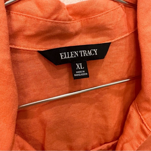 Ellen Tracy Linen V Neck Plunge Top - Picture 5 of 5